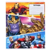 Тетрадь в линейку 24 листа, 5 видов МИКС, обложка мелованный картон, &laquo;Мстители&raquo;