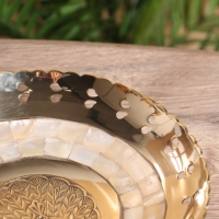 Блюдо сервировочное "Жар-Птица" латунь с перламутром 19,5х19,5х5,5 см