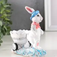 Фигура декоративная "Зайка с тележкой" 12.5х12х6 см