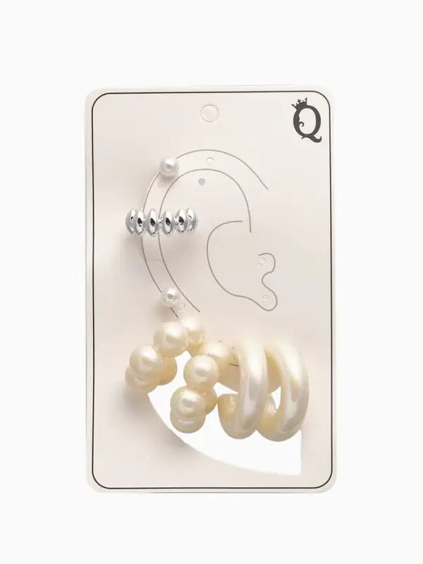 Набор серьги и каффы 7 шт "Нежность", цветной в серебре