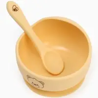 Тарелка детская на присоске и ложка, молочный, Mum&Baby