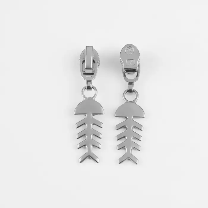 Бегунок для молнии &laquo;Спираль&raquo;, №3, &laquo;Рыба&raquo;, 10 шт., цвет никель