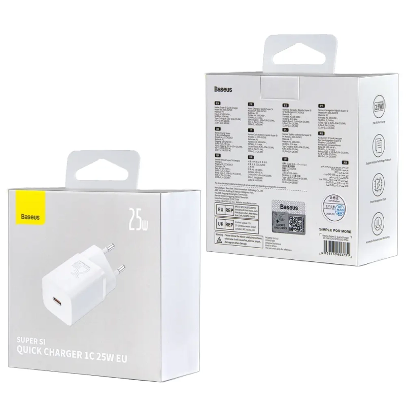 Переходник СЗУ на Type-C 25W CCSP020102 Baseus белый