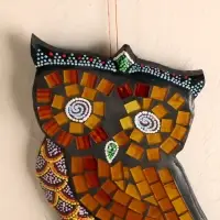 Панно "Сова" дерево с мозаикой, 11х1х20 см