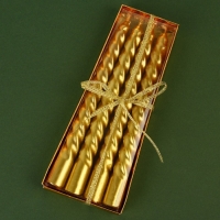 Новогодние свечи витые &laquo;Новый год: С Новым годом!&raquo;, без аромата, набор 4 шт, высота 15 см