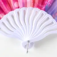 Веер пластик, текстиль "Пузырьки" МИКС 23 см