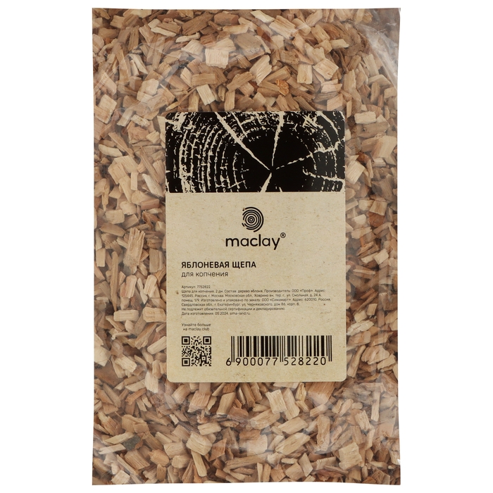 Щепа для копчения Maclay &laquo;Яблоня&raquo;, 400&plusmn;30 г