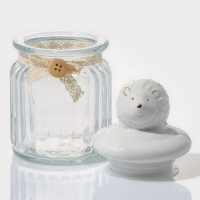 Банка стеклянная для хранения сыпучих продуктов Доляна &laquo;Ёжик в золотом&raquo;, 230 мл, 7,8&times;15 см, с керамической крышкой