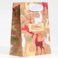 Пакет подарочный новогодний крафтовый &laquo;С Новым годом&raquo;, S 12&times;15&times;5.5 см