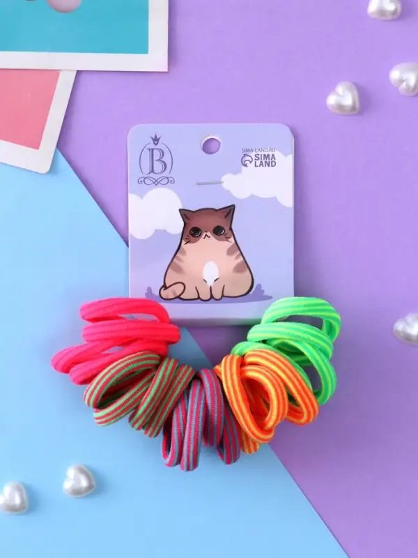 Резинка для волос &laquo;Кисонька&raquo;, набор 20 шт., тоска, 2.5 см, МИКС