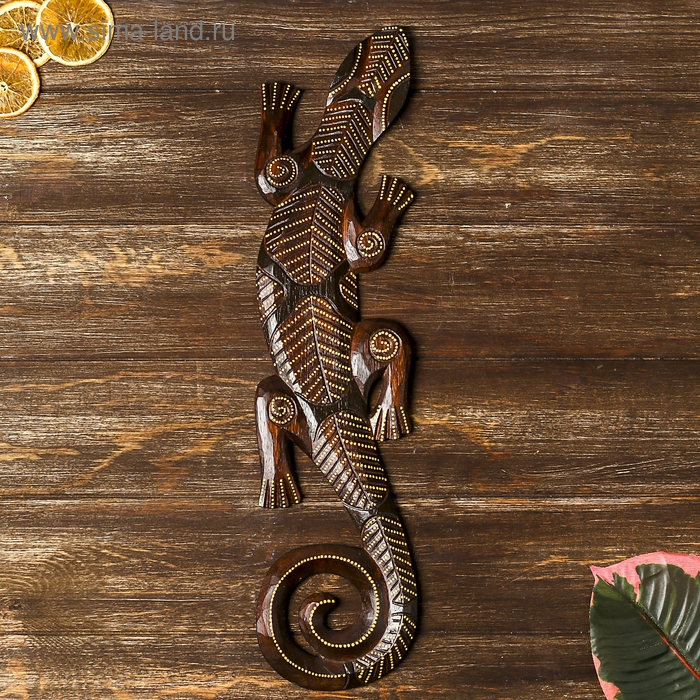 Панно дерево "Геккон" 50х13х1 см