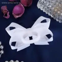 Резинка для волос &laquo;Школьница&raquo;, бант штрихи, 8 см, бело-синяя