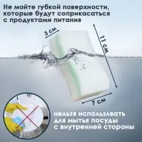 Губка меламиновая для удаления пятен &laquo;Тройной эффект&raquo;, 3 слоя: меламин, поролон, абразив, 11&times;7&times;3 см