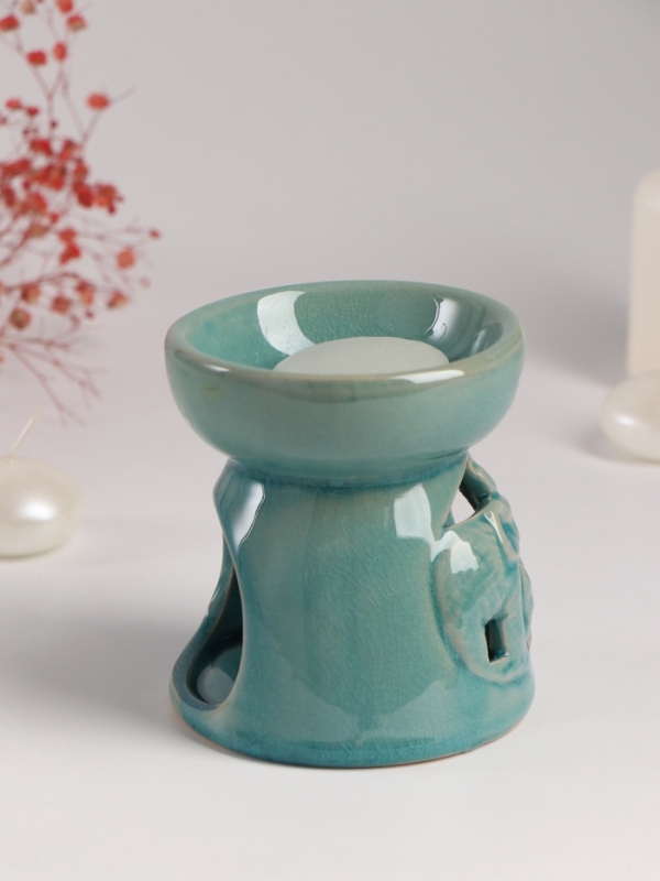 Набор: аромалампа для эфирных масел, мелтсы из воска ароматические &laquo;Слон со слонёнком&raquo;, бирюза, 10&times;10&times;9 см