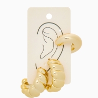 Набор серьги и каффы 3 шт. &laquo;Косичка&raquo; бублик, цвет золото