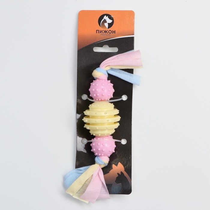 Игрушка жевательная Пижон Premium на верёвке, 3 элемента, термопластичная резина, микс