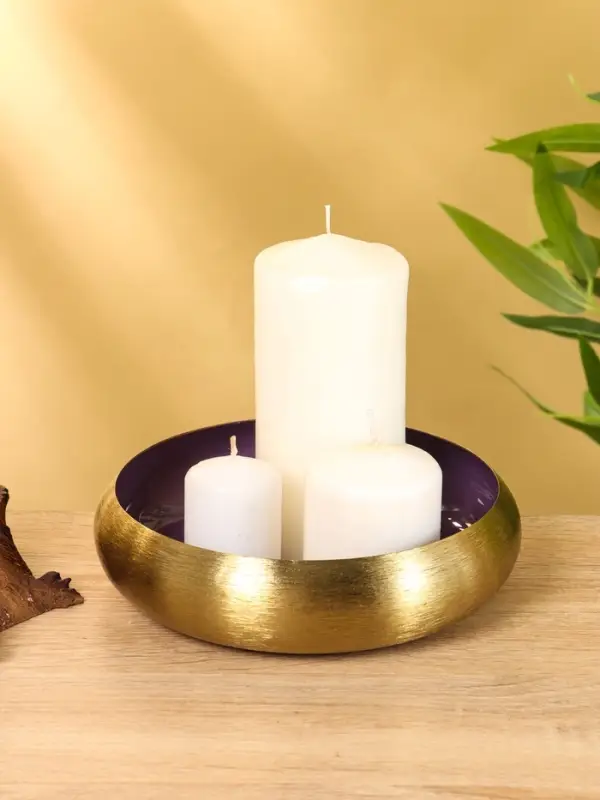 Подсвечник золотой с фиолетовым покрытием, 18&times;18&times;5 см