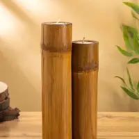 Свеча в бамбуке тройная, 14&times;15&times;30 см, 100 мл, бежевая