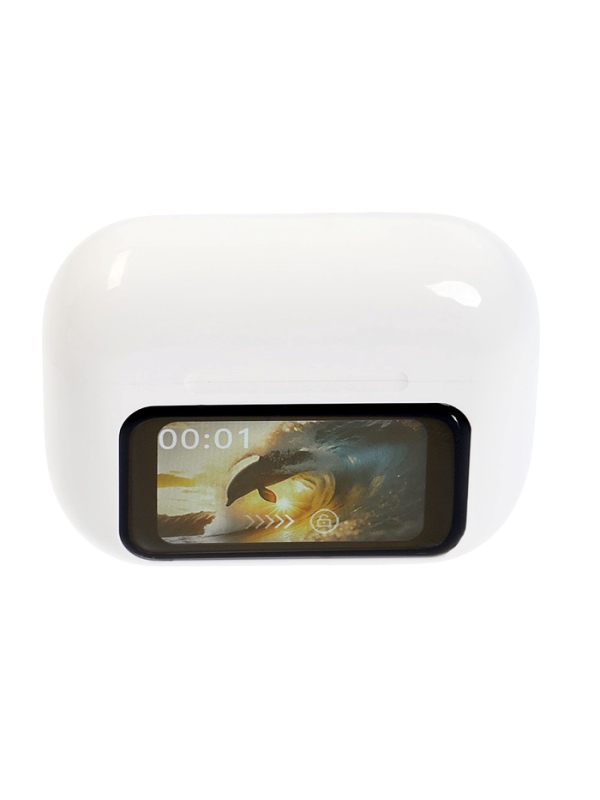 Наушники беспроводные TWS, дисплей, BT5.4, 30/500 мАч, с шумоподавлением, сенсор, белые