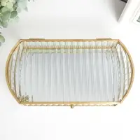 Шкатулка стекло с металлическим каркасом "Волны" золото 5,5х13,5х24,5 см