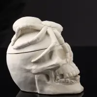 Шкатулка с крышкой "Череп" 10х9х8 см, натуральный, гипс