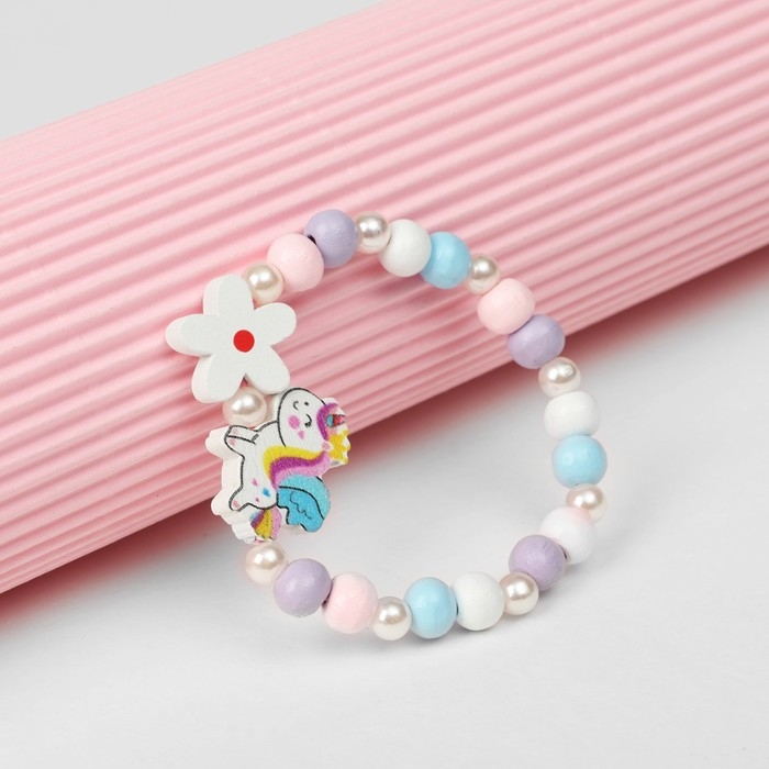 Браслет детский &laquo;Выбражулька&raquo; единорожка-принц с цветком, цветной