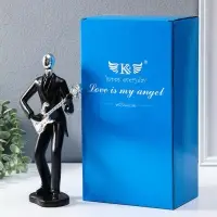 Сувенир полистоун "Гитарист" чёрный с серебром 6,5х15,2х27,5 см