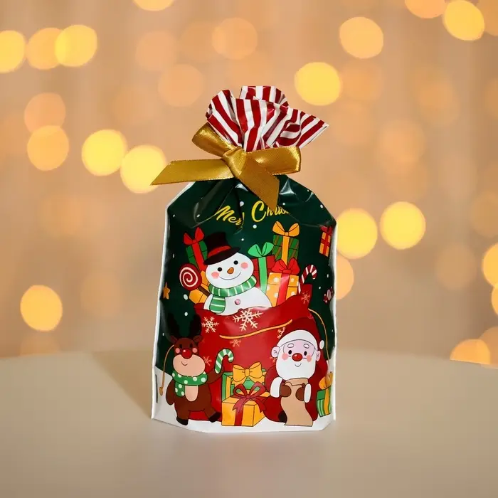 Пакет полиэтиленовый подарочный, с завязками "Подарки" МИКС, 15х23 см