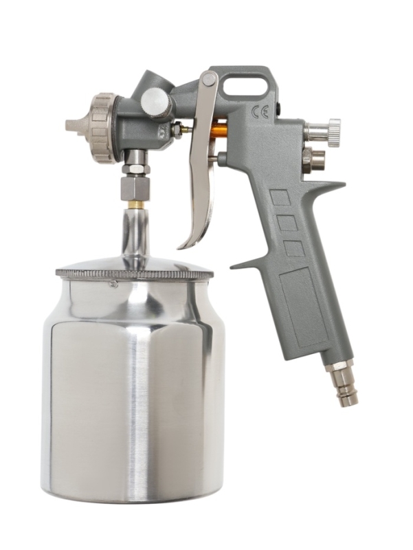 Краскораспылитель пневматический ТУНДРА, до 4 бар, сопло 1.5 мм, нижний бачок 0.75 л