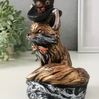 Копилка "Лиса в шляпе" 24х15 см, бронза с серебром