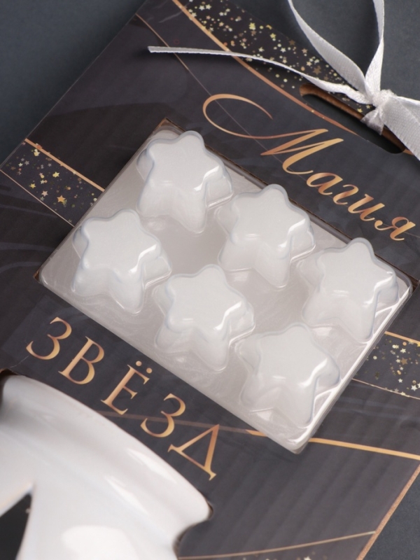 Набор: аромалампа для эфирных масел, мелтсы из воска ароматические &laquo;Звезда&raquo;, белая, 7.5&times;7.5&times;8 см