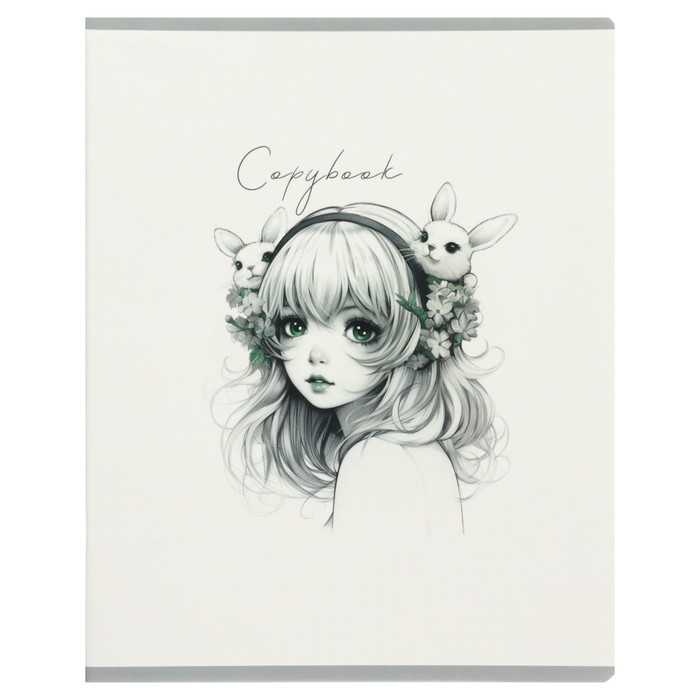 Тетрадь 48 листов в клетку на скрепке "Имба-леди", обложка мелованный картон, твин-лак, УФ-лак, блок офсет, МИКС