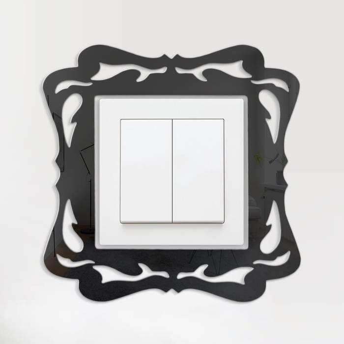 Наклейка интерьерная под выключатель "Перо", декор настенный зеркальный, 15х15 см, чёрный