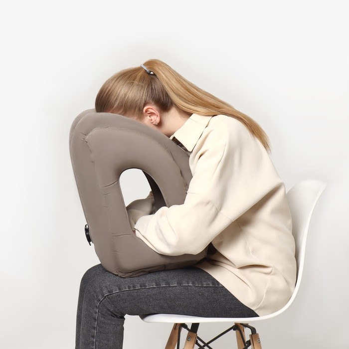 Подушка надувная, 50 &times; 35 &times; 30 см, в чехле, цвет серый