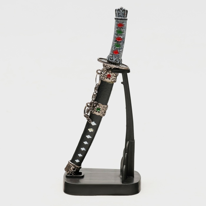 Сувенирное оружие &laquo;Катана на подставке&raquo;, коричневые ножны, микс, 17см