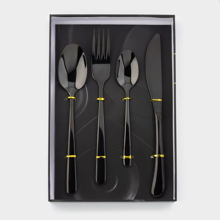 Столовые приборы из нержавеющей стали Magistro &laquo;Эсквайр&raquo;, 4 предмета, цвет чёрный