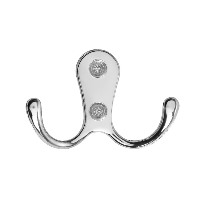 Крючок мебельный ТУНДРА TKD006, двухрожковый, хром
