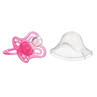 Соска - пустышка силиконовая классическая, от 6 мес., с колпачком + держатель &laquo;Мишка&raquo;, цвет розовый