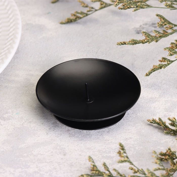 Подсвечник "Лотос" металл на 1 свечу "Лотос", 7,5х2 см, черный муар