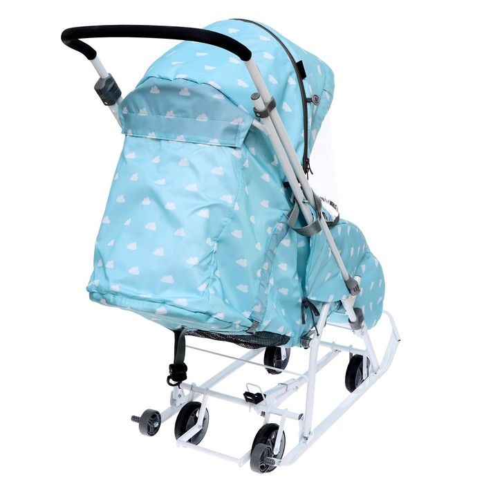 Санки-коляска &laquo;Наши детки 3-1К&raquo;, принт с облачками, цвет голубой