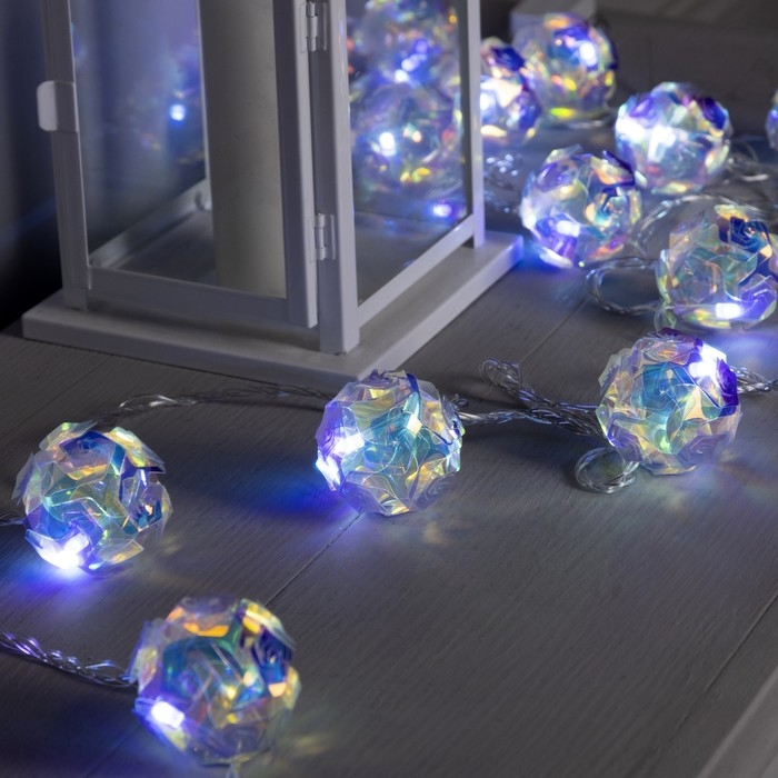 Гирлянда &laquo;Нить&raquo; 4.5 м с насадками &laquo;Цветочные шары&raquo;, IP20, прозрачная нить, 15 LED, свечение белое, 220 В