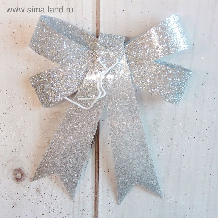 Ёлочные игрушки 3 шт. &laquo;Зимнее волшебство. Бант - блеск&raquo; пластик, 9х10 см, серебро