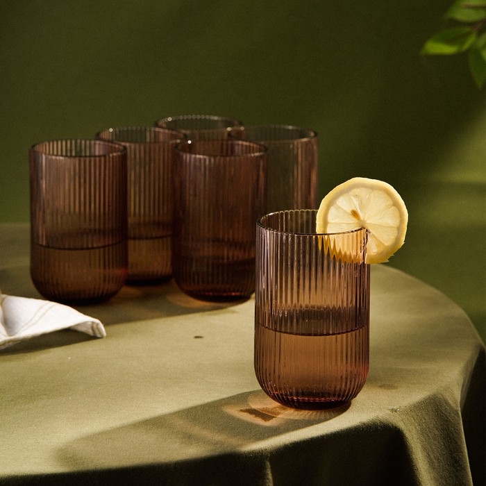 Набор стаканов стеклянный SL Home &laquo;Модерн&raquo;, 400 мл, 8&times;13 см, цвет розовый