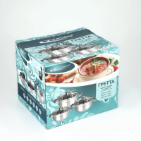 Набор кастрюль &laquo;Гретта&raquo;, 3 предмета: 1,6 л, 2,2 л, 3,2 л, капсульное дно, индукция