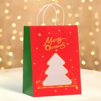 Пакет подарочный новогодний с окном "Ёлка" 19 х 26 х 13 см.