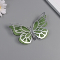 Наклейка бумага, пластик "Бабочки, цветной глиттер" серебро набор 12 шт 12 см, 10 см 8 см