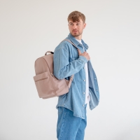 Рюкзак городской TEXTURA из экокожи на молнии, наружный карман, цвет бежевый