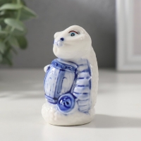 Сувенир керамика "Змейка с сокровищами" бело-синяя набор 3 шт 4,5х4,8х7 см