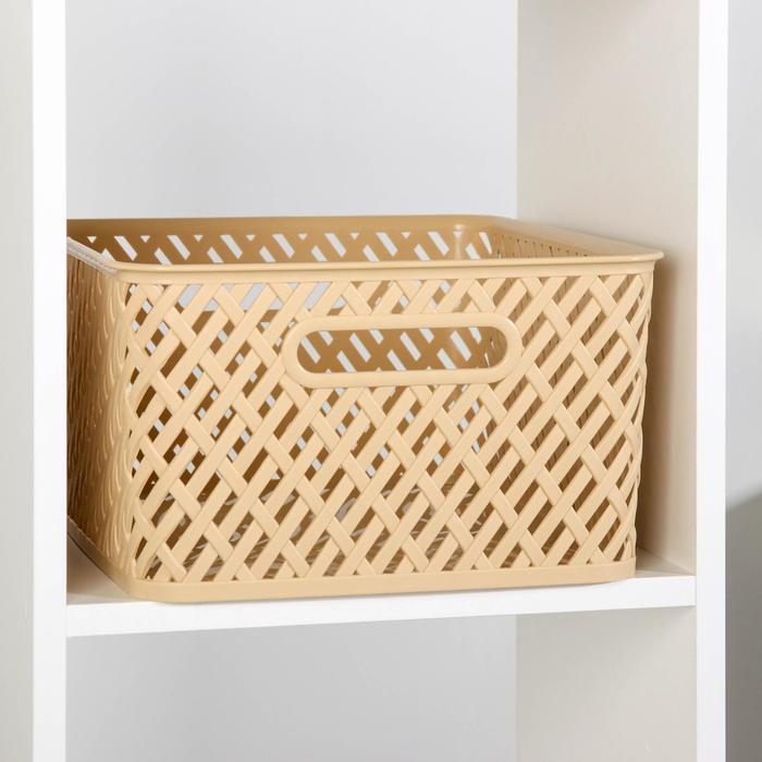 Корзина для хранения &laquo;Плетёнка&raquo;, 35&times;29&times;17,5 см, бежевая