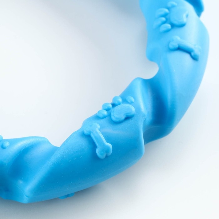 Игрушка жевательная для собак "Витое кольцо", 11,5 см, голубая